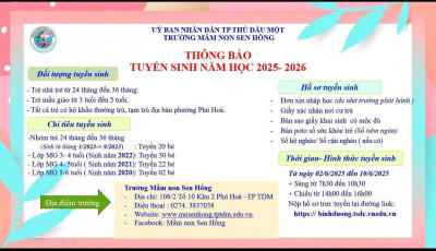 THÔNG BÁO TUYỂN SINH NĂM HỌC 2025-2026